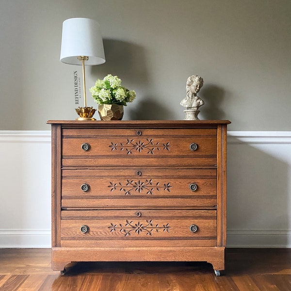 SOLD! Antique Eastlake Chest of Drawers, Dresser, Entryway Console