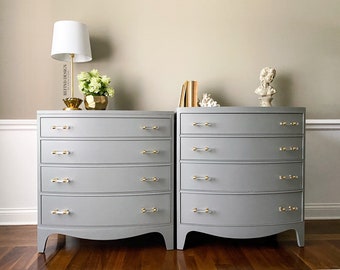 SOLD-Hepplewhite Bedside Chests, Vintage Oversized Nightstands