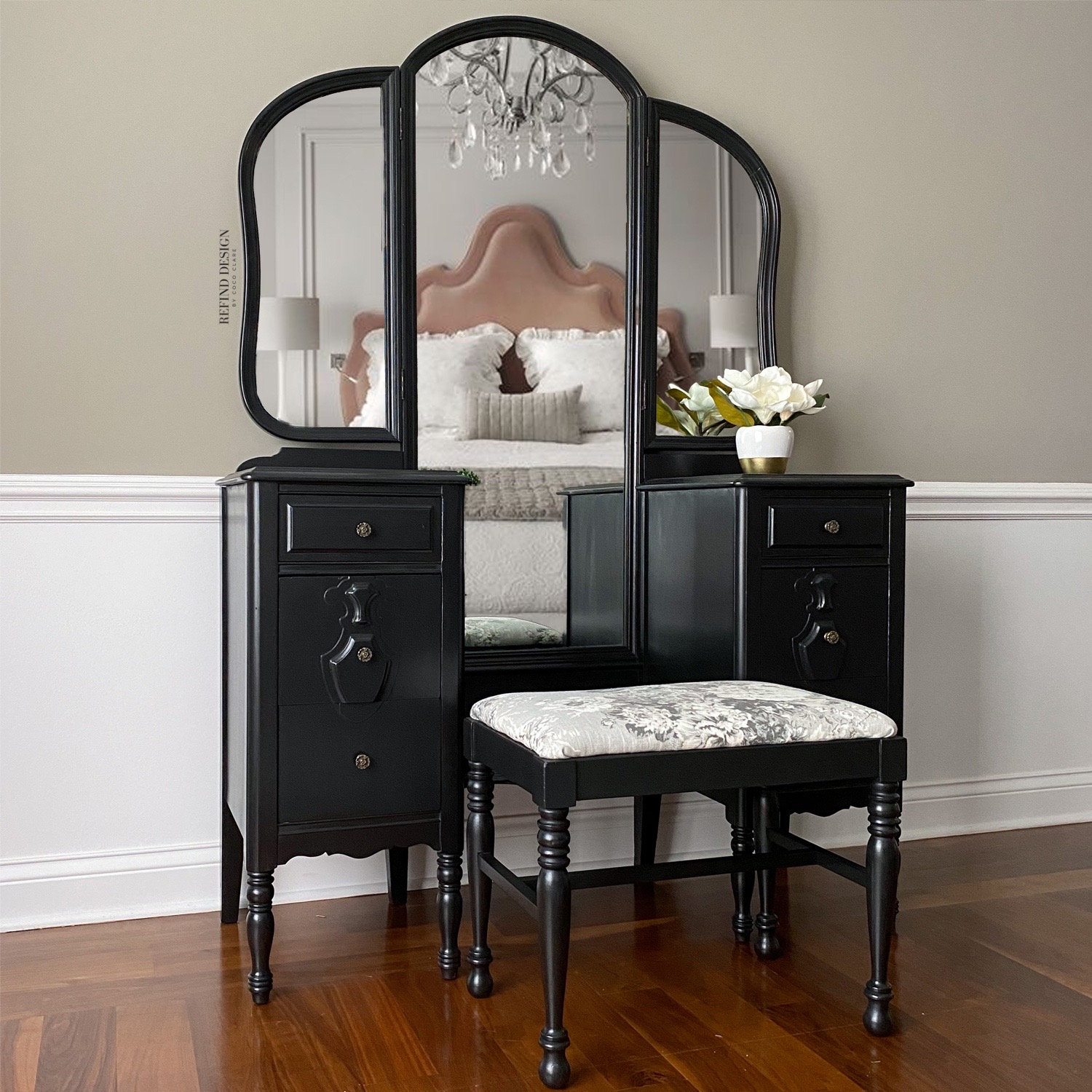 black dressing table with mirror and stool Black Dressing Table with 3 drawers, stool and mirror – Magic Furniture  Limited