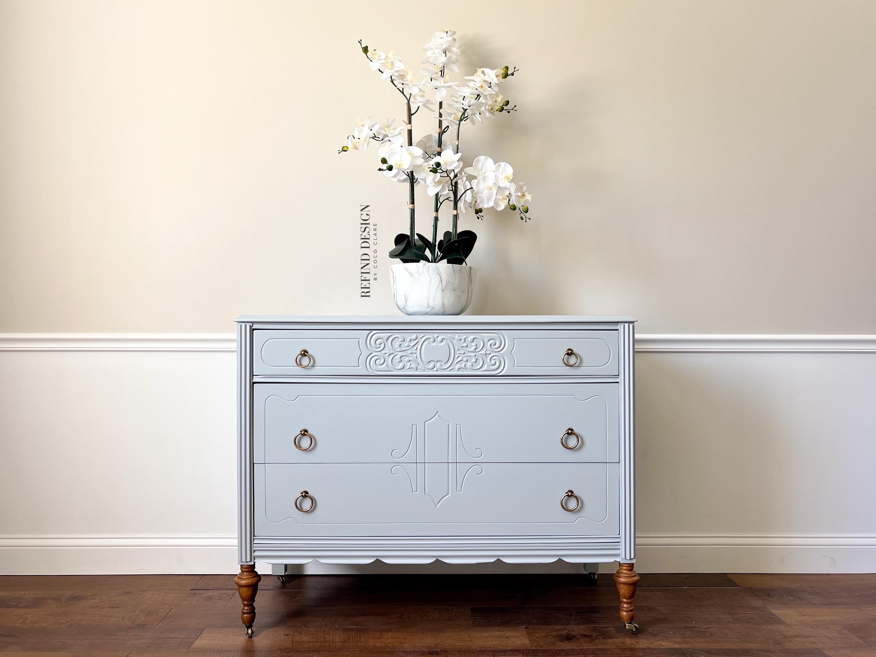light blue grey dresser SOLD! Antique Pale Lacquer Dresser: Modern Entryway Console Lily driftway dresser