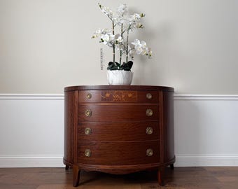 Antique Mahogany Bowfront Dresser – Medium Brown Stain & Matte Lacquer