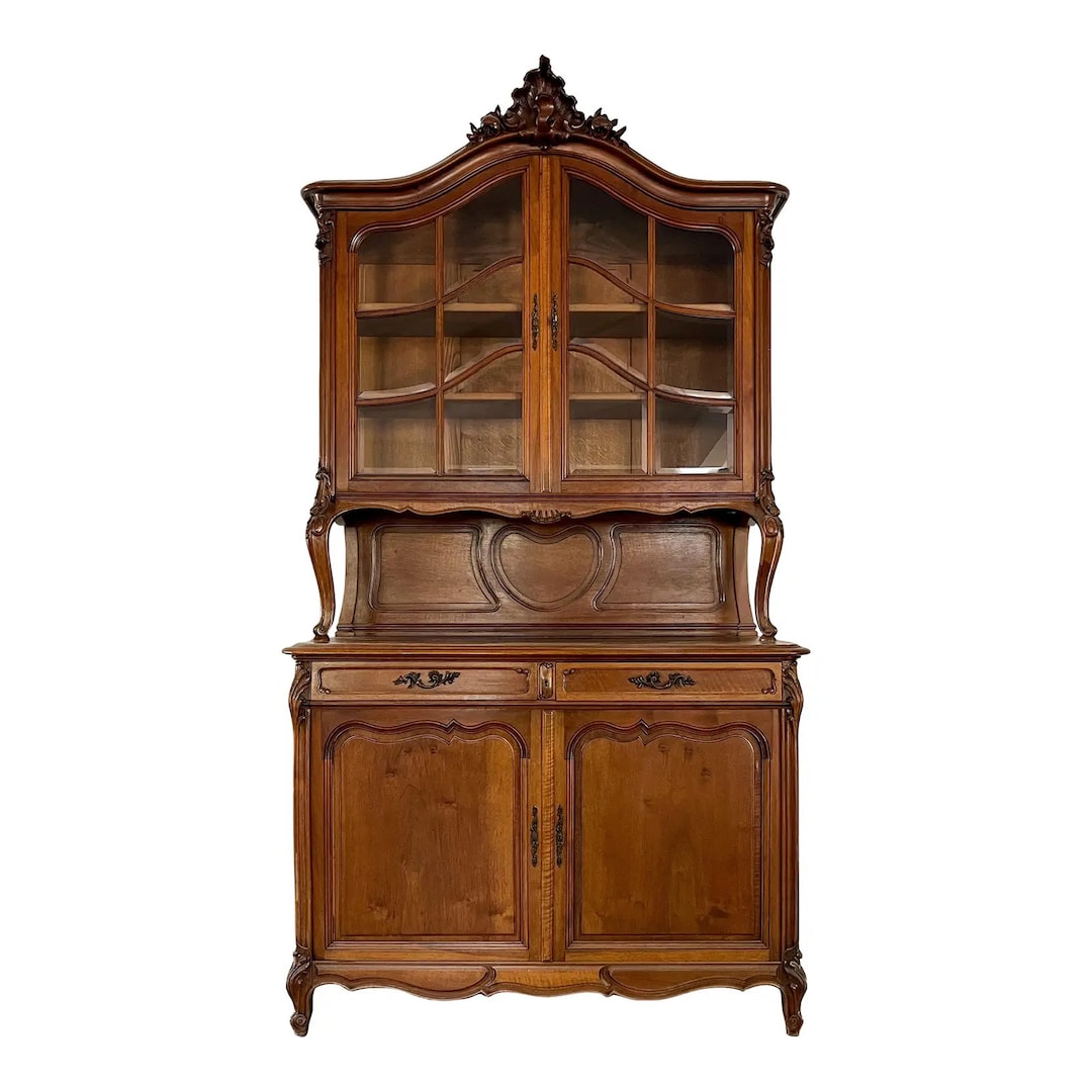 東京アンティーク　廃盤レア　華やぎ Antique Louis XV Rococo China Cabinet: Hand-carved Buffet, 1800s