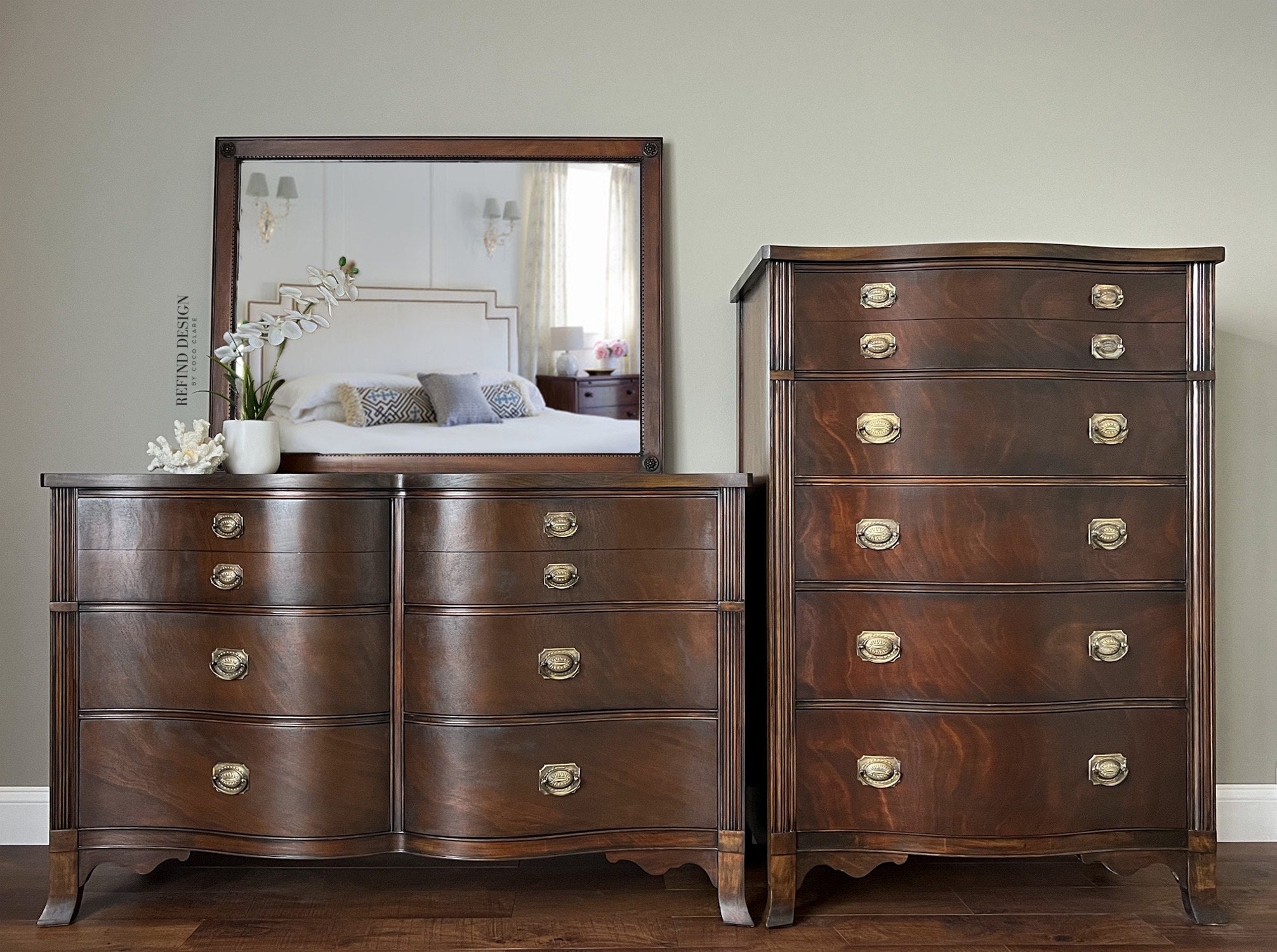 Drexel Accolade Flip-Top Mirrored Vanity Lingerie Chest of Drawers Dresser  at 1stDibs