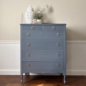 Tall Chest of Drawers Blue Grey - Etsy