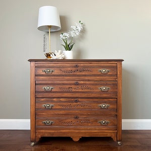 SOLD Antique Eastlake Chest of Drawers, Dresser, Entryway Console