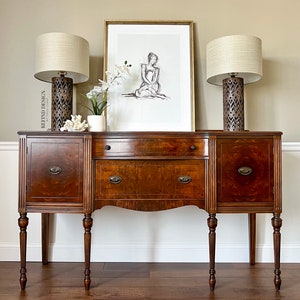 SOLD Antique Victorian Hepplewhite Buffet, Traditional Sideboard, Transitional Credenza