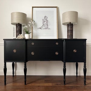 SOLD! Antique Hepplewhite Buffet, Black Modern Sideboard
