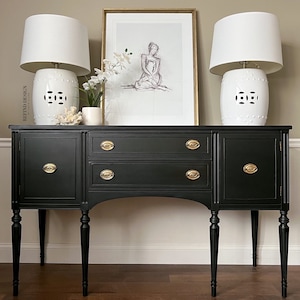 SOLD Antique Hepplewhite Buffet, Black Modern Sideboard