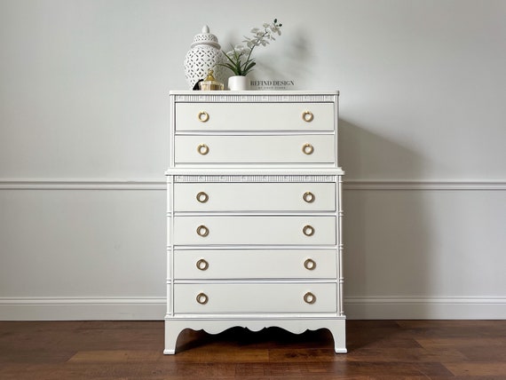 SOLD! Antique Bamboo Dresser, Modern White Lacquer Finish - Etsy