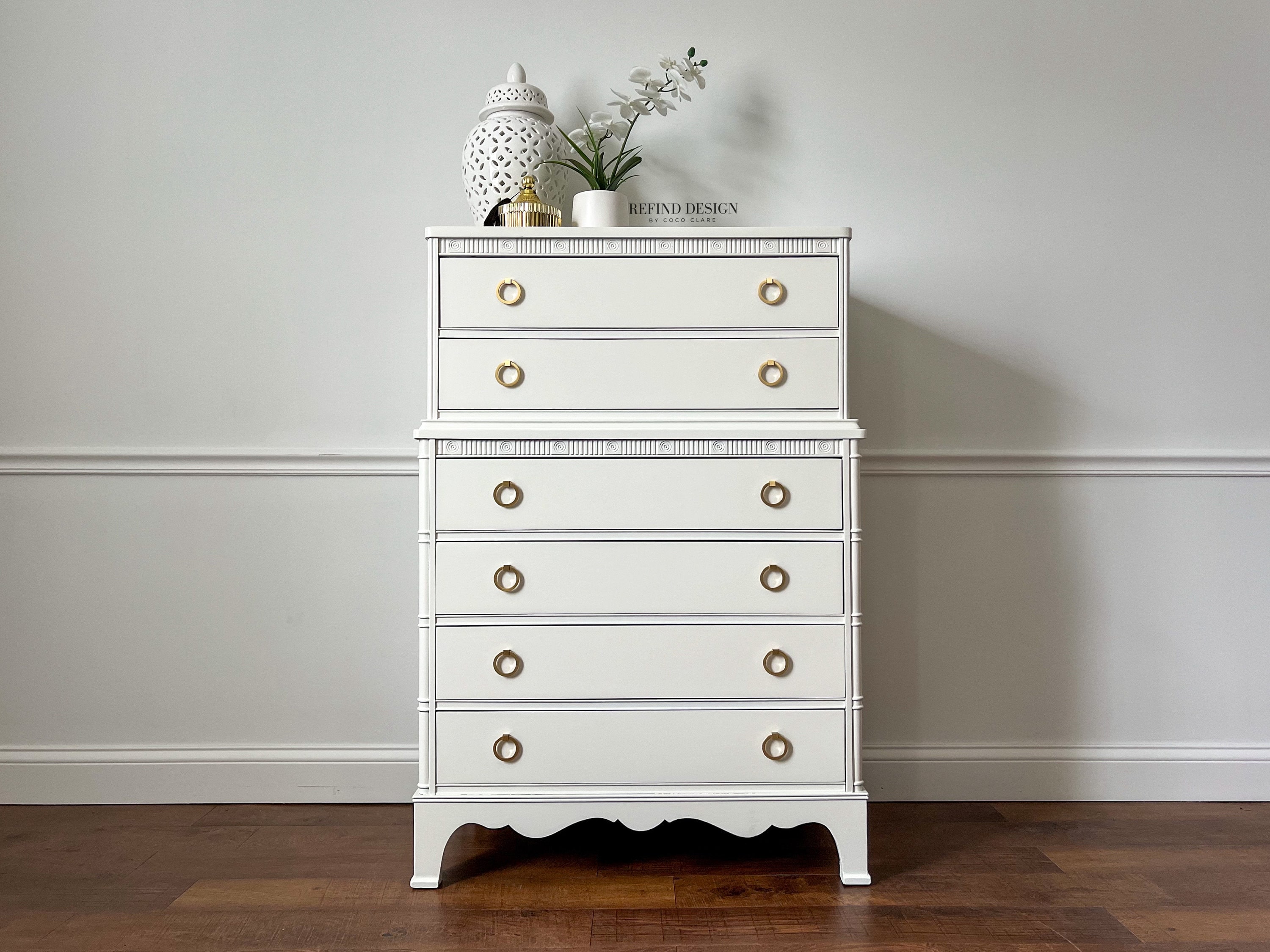 SOLD! Antique Bamboo Dresser, Modern White Lacquer Finish - Etsy