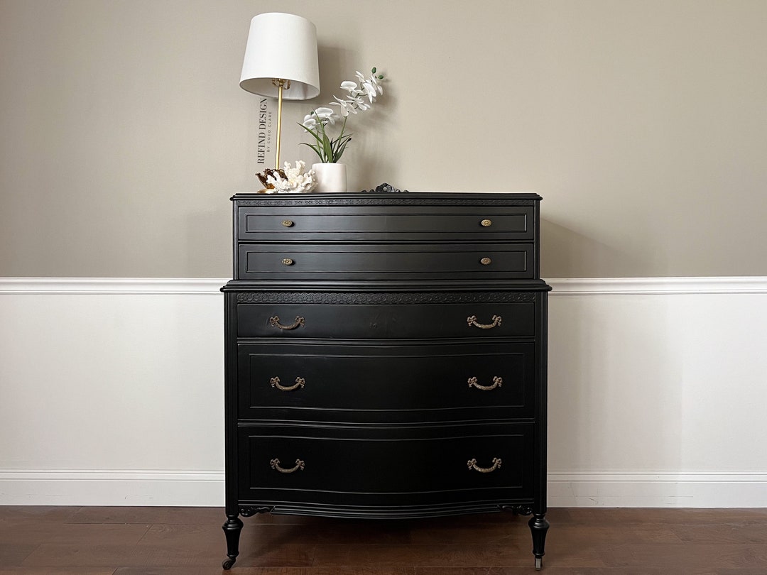 SOLD! Antique Victorian Dresser, Modern Entryway Console, Black Lacquer ...