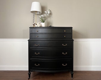 SOLD! Antique Victorian Dresser, Modern Entryway Console, Black Lacquer Finish