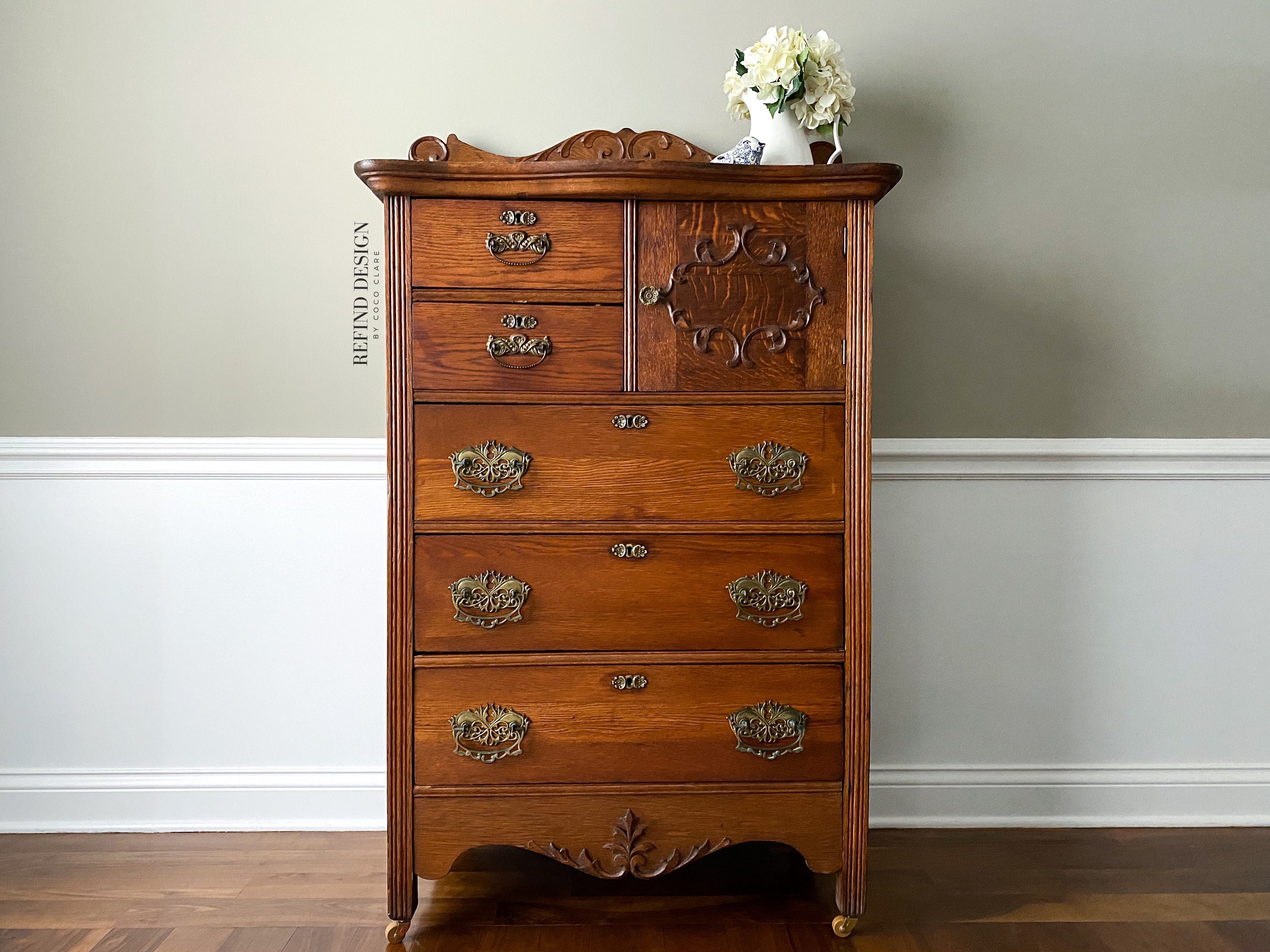 SOLD Antique Queen Anne Dresser Entryway Living Room Etsy