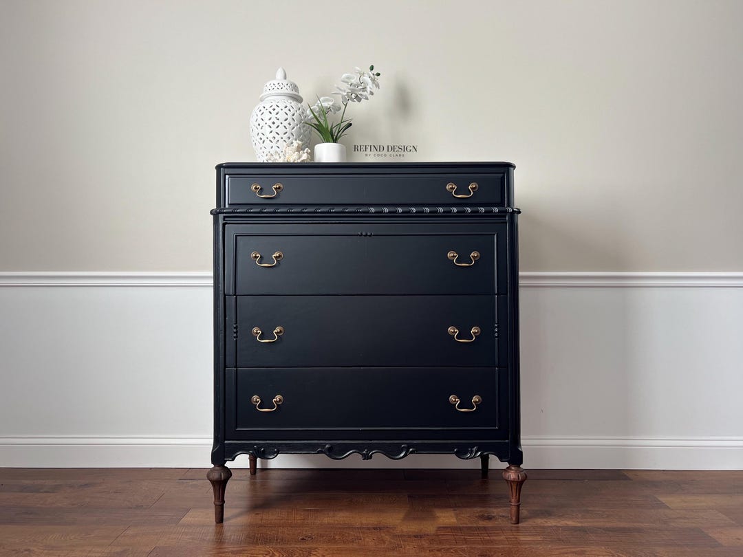 SOLD! Antique Victorian Dresser, Modern Entryway Console, Black Lacquer ...