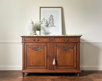 1800's Marble Top Buffet, Entryway Cabinet, Bar