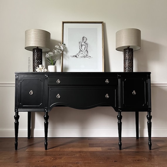 Antique black buffet best sale