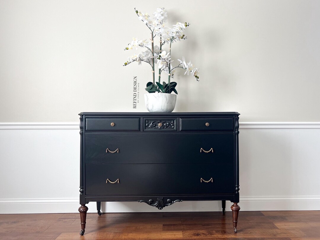 SOLD! Antique Dresser, Modern Black Entryway Console, Traditional ...