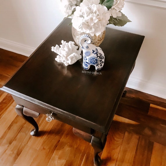 Queen Anne Side Table Vintage End Traditional Solid Canada Queen Anne Side Table Vintage End, Painted Queen Anne End Tables