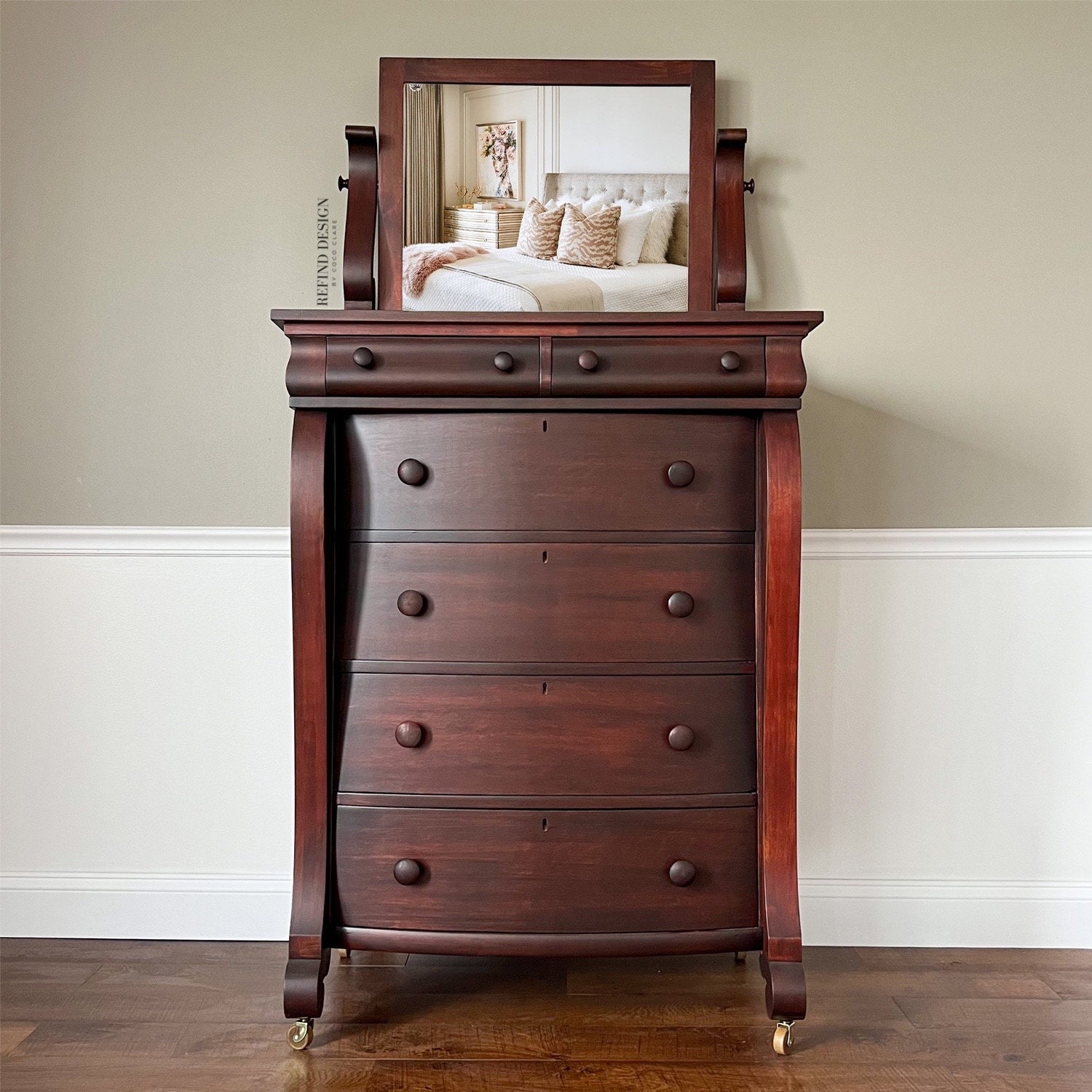 SOLD! Antique Empire Dresser With Tilting Mirror, Entryway Console - Etsy, image size:1500x1500