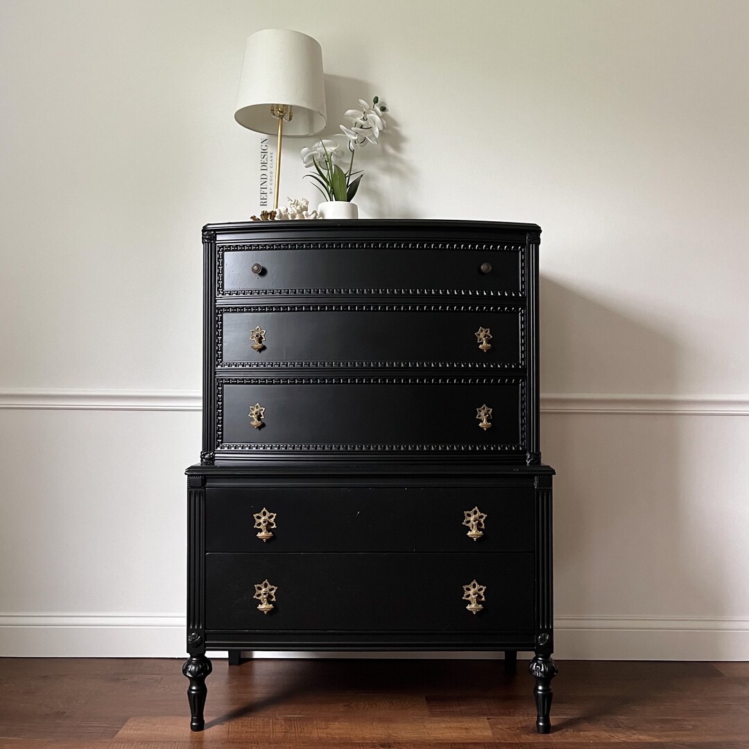 SOLD! Antique Victorian Dresser, Modern Entryway Console, Black Lacquer ...