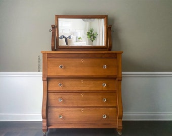 SOLD 1800’s Farmhouse Empire Dresser with Mirror, Antique Sideboard, Entryway Console