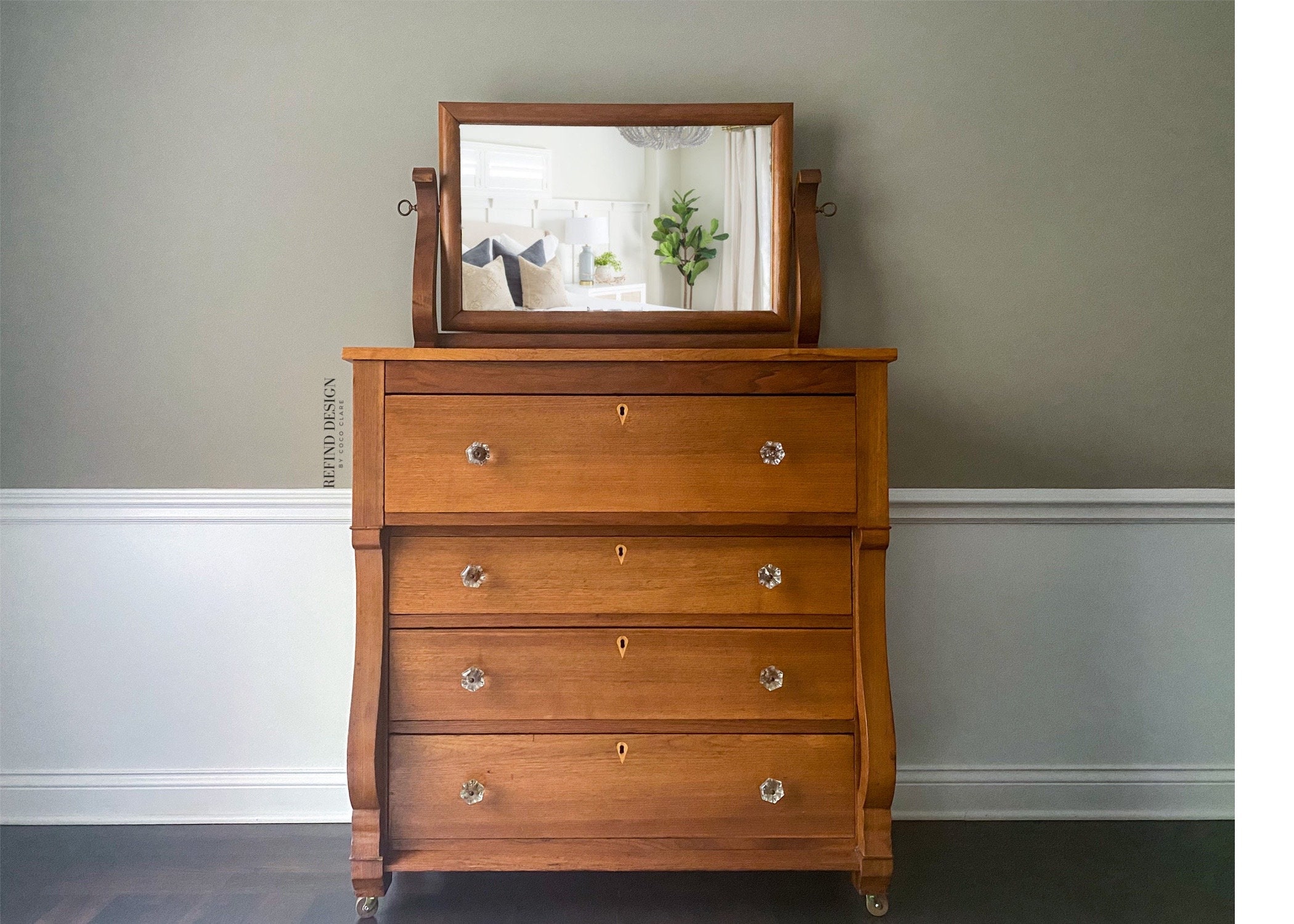 SOLD 1800's Farmhouse Empire Dresser With Mirror, Antique