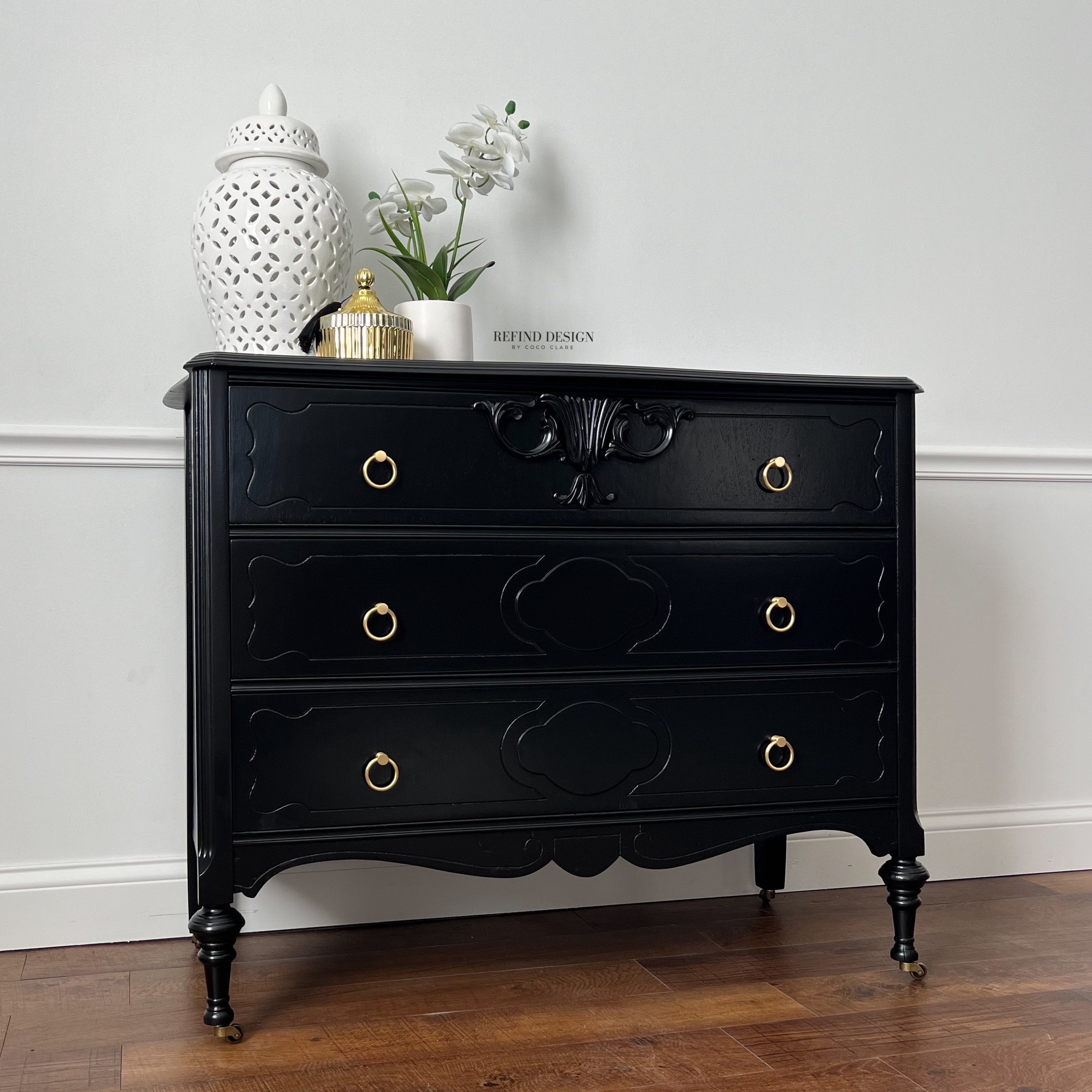 SOLD Antique Dresser, Modern Black Entryway Console, Traditional ...