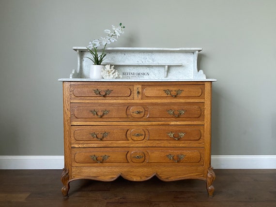 SOLD Antique 1800s French Marble Top Dresser entryway Console
