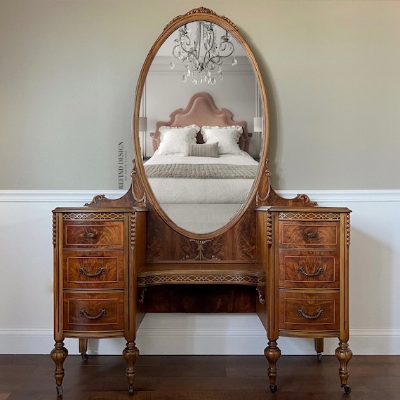SOLD 1930 s Victorian Vanity Antique Dressing Table with Mirror