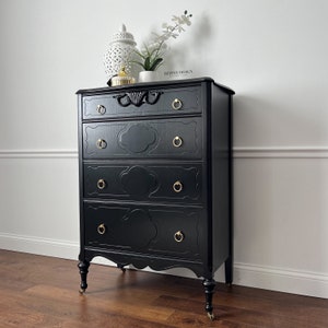 SOLD! Antique Victorian Dresser, Modern Entryway Console, Black Lacquer ...