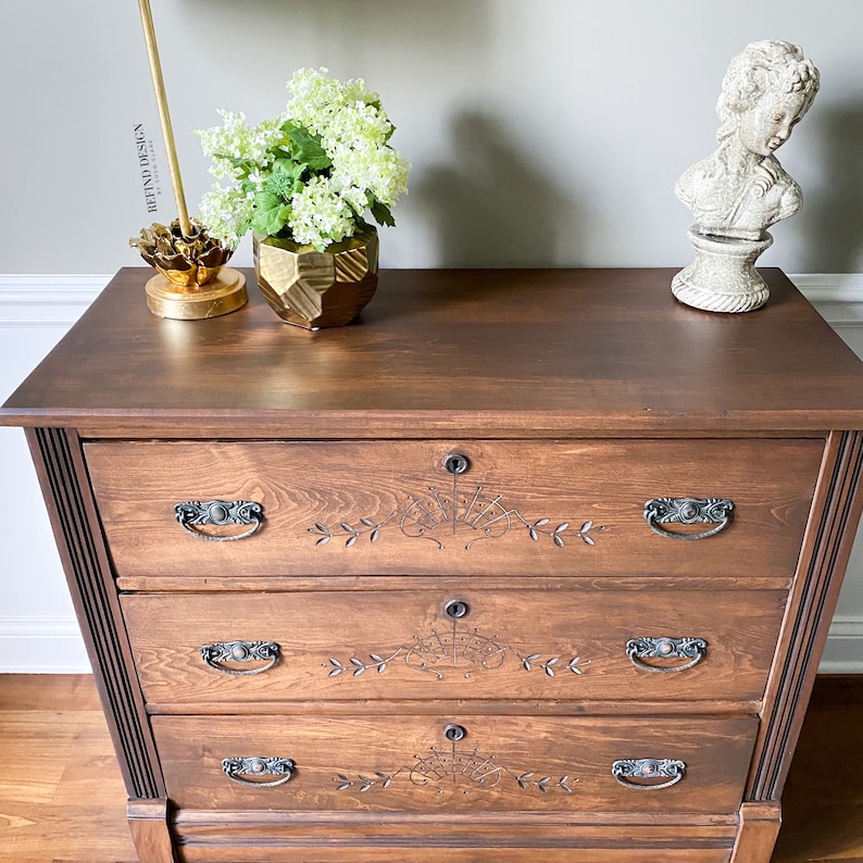 SOLD Antique Eastlake Chest of Drawers Dresser Entryway Etsy
