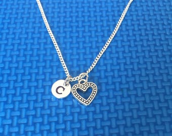 Heart necklace ,Jewelry, Silver Jewelry, Heart  jewelry, Valentine necklace ,Valentine Gift CP4