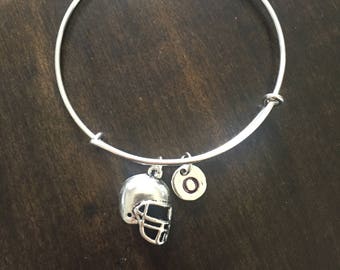KIDS SIZE football helmet initial bracelet, football bracelet, gift for boy , gift for girl, CP127