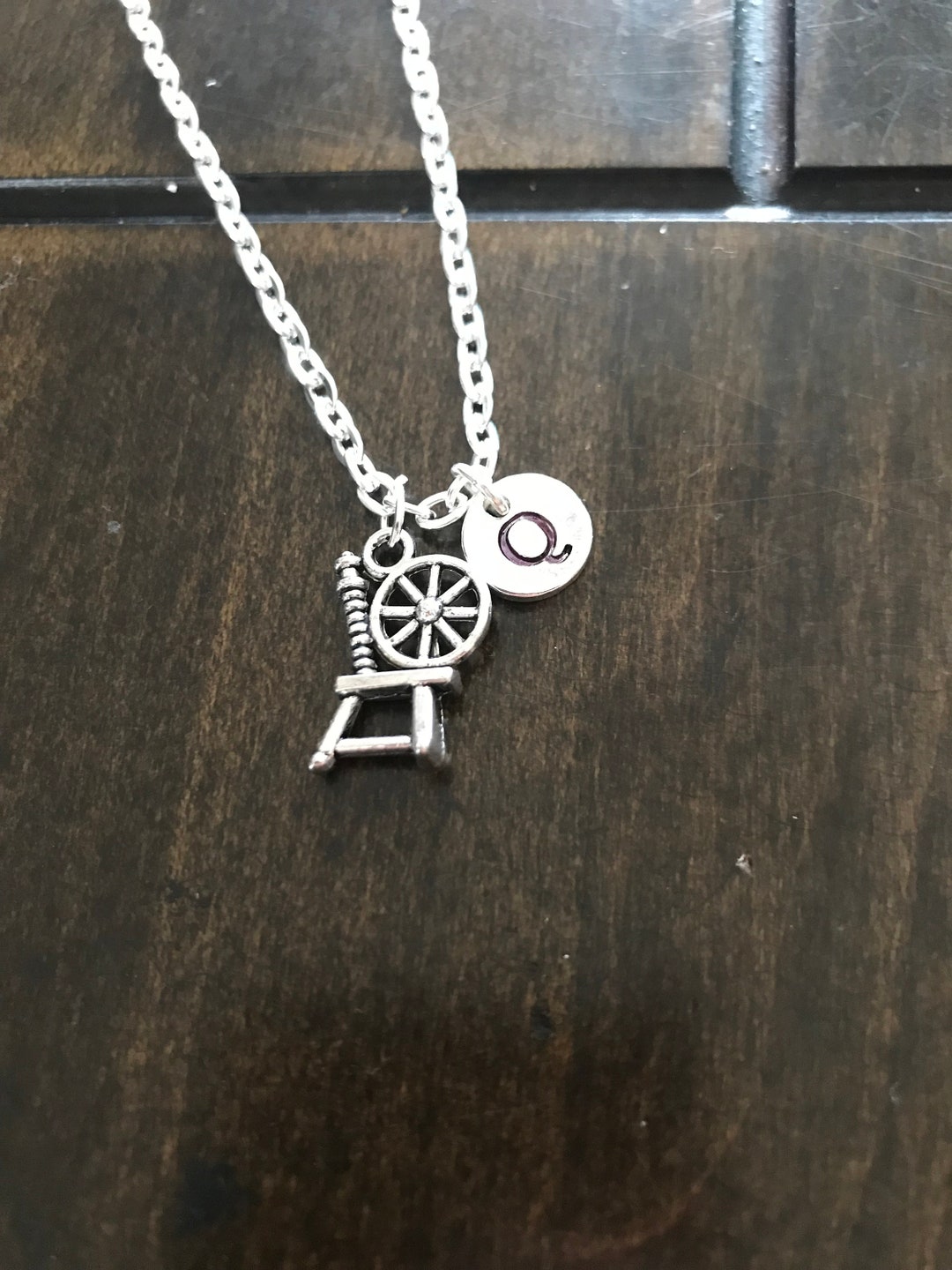 Spinning Wheel Initial Charm Spinning Wheel Jewelryspindle Etsy