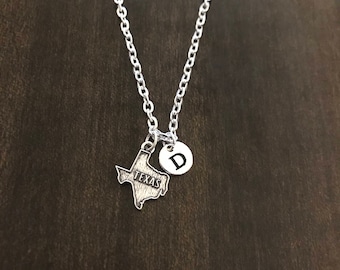 texas state initial charm necklace, USA chain, USA charm, texas state necklace SC28