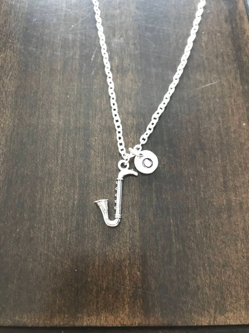 Silver Jewelry,gift for musician CP192 saxaphone necklace Jewelry,saxaphone necklace saxaphone initial necklace