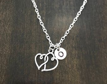 Heart necklace ,Jewelry, Silver Jewelry, double Heart  jewelry, Valentine necklace ,Valentine Gift CN59