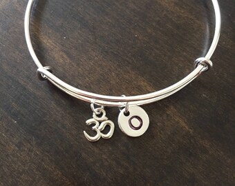 OHM Initial bracelet, ohm aum bracelet,  simple Ohm, Om charm, Om Initial Bracelet, om charm bracelet, CP99