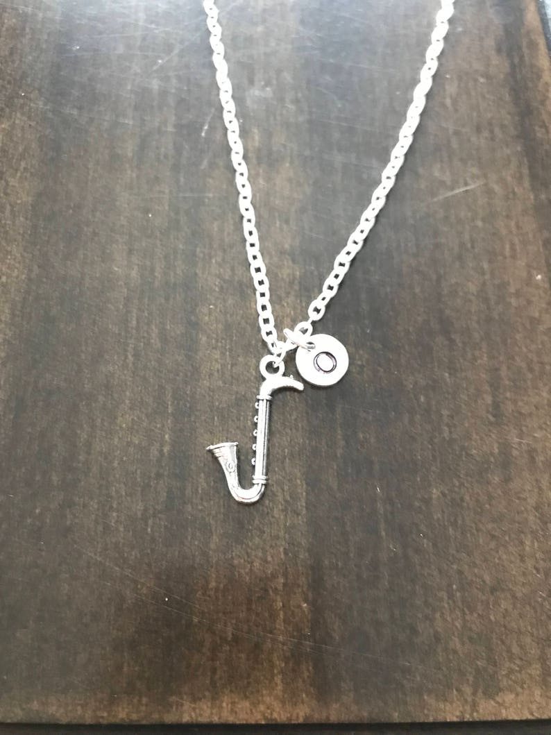 Silver Jewelry,gift for musician CP192 saxaphone necklace Jewelry,saxaphone necklace saxaphone initial necklace