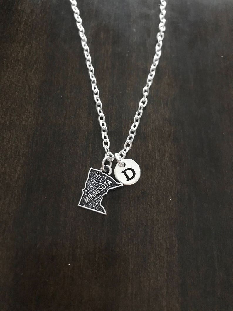 USA chain USA charm,minnesota state necklace SC9 minnesota state initial charm necklace