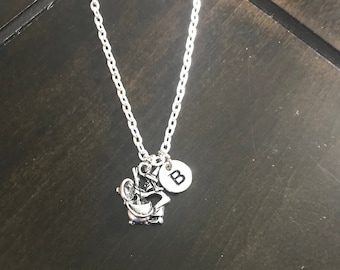 witch initial charm necklace , charm necklace halloween jewelry AD5