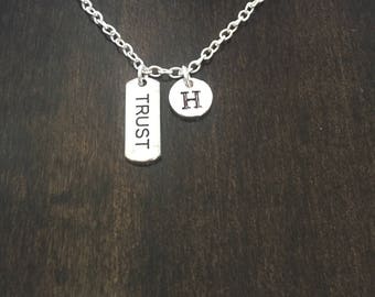 trust initial necklace ,trust necklace, Jewelry, Silver Jewelry, trust chain