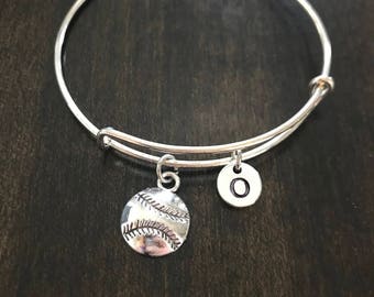 baseball initial bracelet, baseball bracelet, gift for boy , gift for girl, baseball bracelet CN2