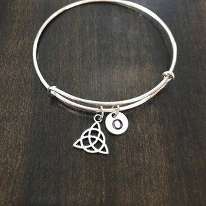 Interlaced Triquetra Initial Bracelet, Initial Bracelet,Interlaced Triquetra Charm Bracelet, CN4 image 1