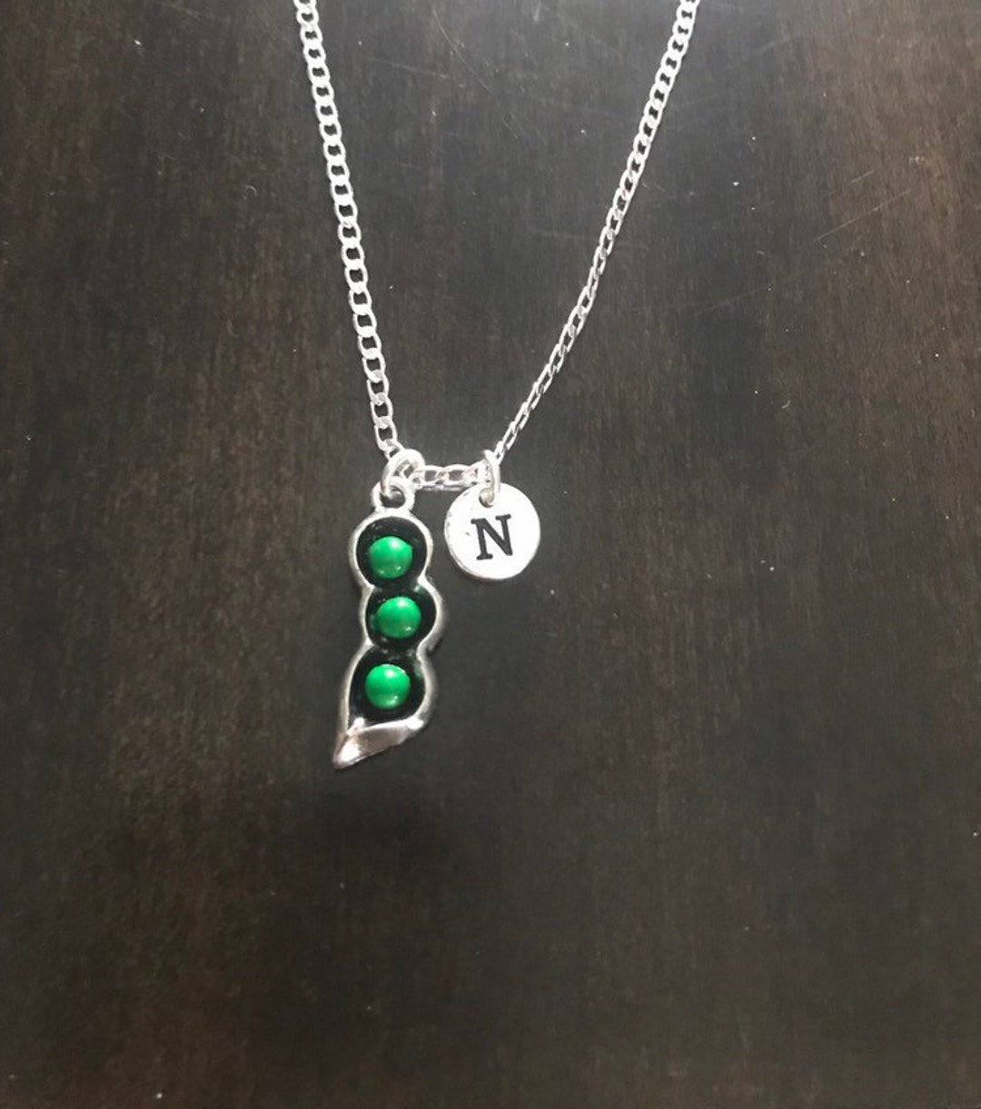 Peas in a Pod Initial Charm Peas Jewelry, Peas in a Pod Charm, Initia