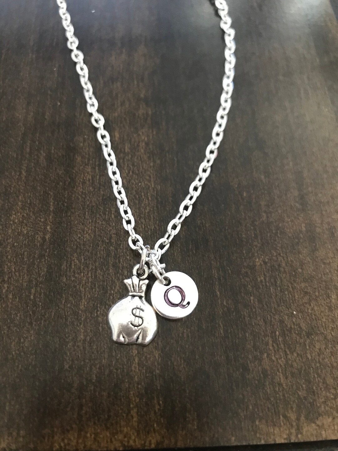 Money Bag Initial Necklace Money Bag Chain Gift for Boy Etsy