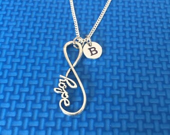 Infinity hope intial necklace ,Jewelry, Silver Jewelry, gift for someone special , jewelry,  CP40