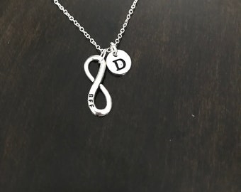 Bff infinity initial necklace ,Bff infinity Jewelry,Bff infinity Jewelry,Bff infinity Charm, FA7