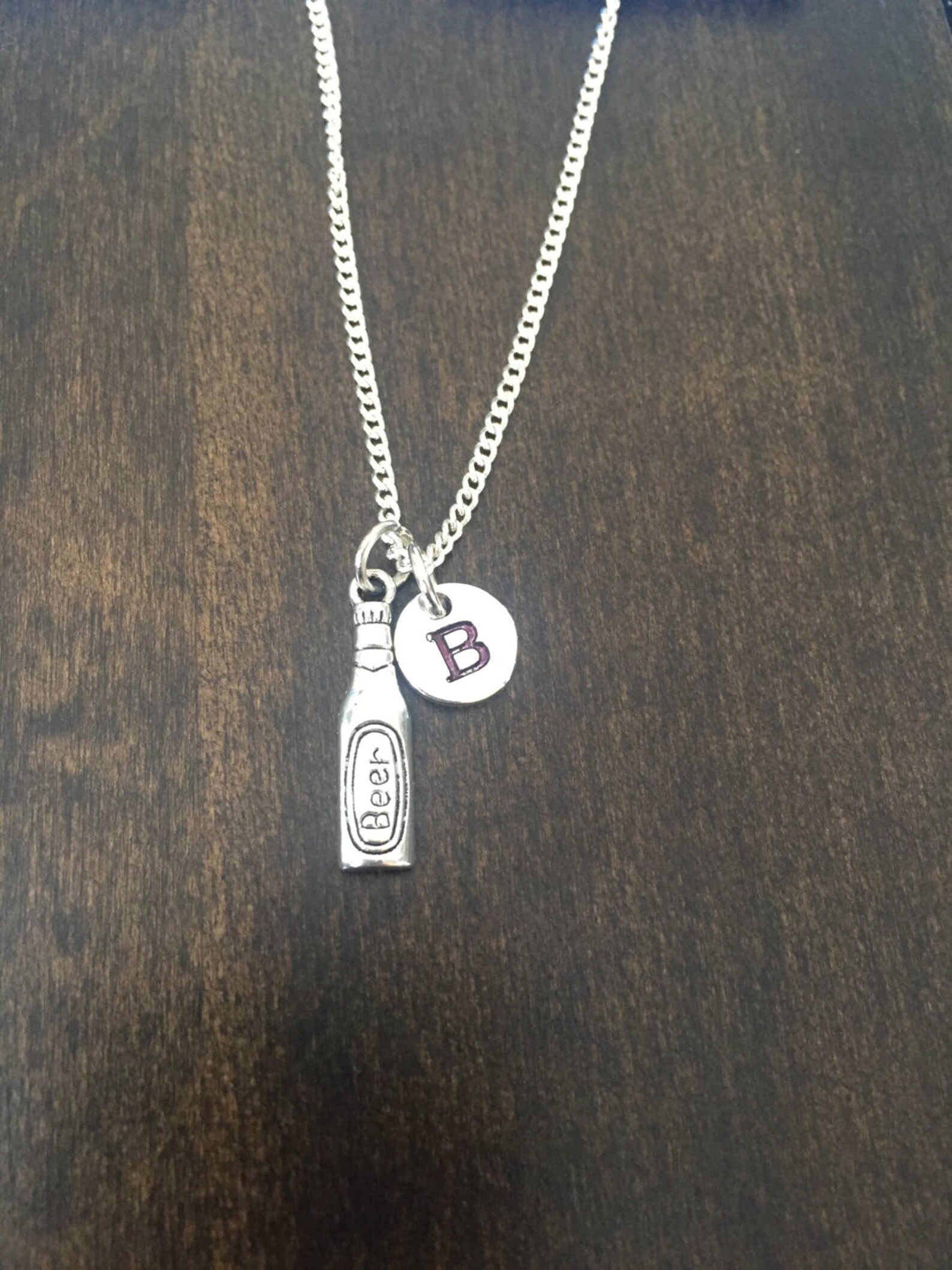 Beer Bottle necklace ,Jewelry, Silver Jewelry, beer bottle jewelry