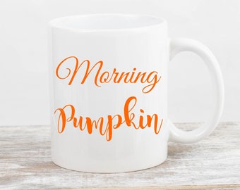 Diseño de taza de calabaza matutina, otoño, Acción de Gracias, Navidad (archivo digital)